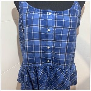 Old Navy Navy Checkered Sleeveless Blouse